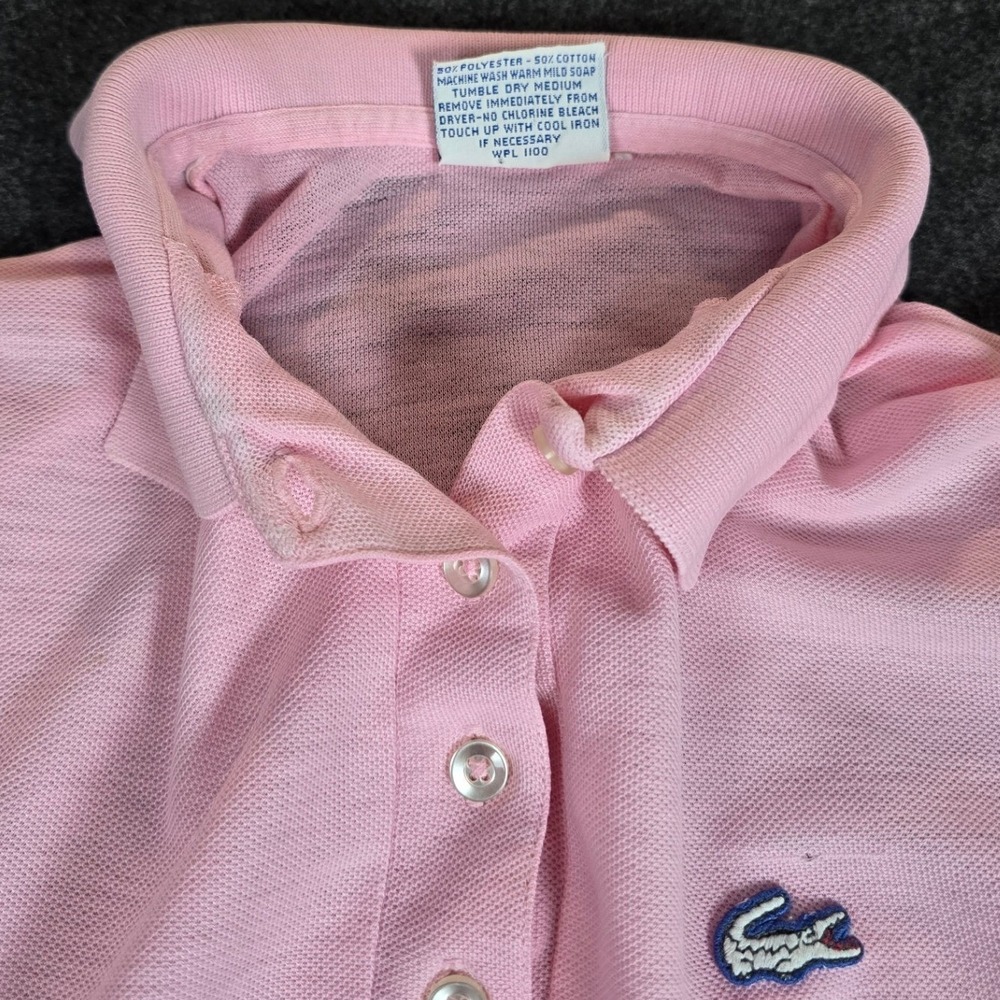 Vtg Haymaker Lacoste Women's Pink Polo Shirt Made in USA Cotton Casual Size L - Picture 2 of 10
